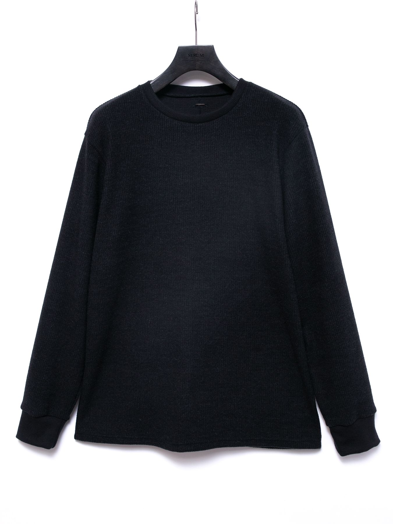 【予約品 4月6日(月) 締切】Acrylic Wool Knit Crew Neck Cut&Sew / アクリルウールニット クルーネック ニットソー / ブラック