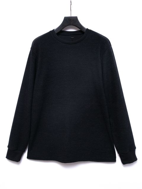 【予約品 4月6日(月) 締切】Acrylic Wool Knit Crew Neck Cut&Sew / アクリルウールニット クルーネック ニットソー / ブラック