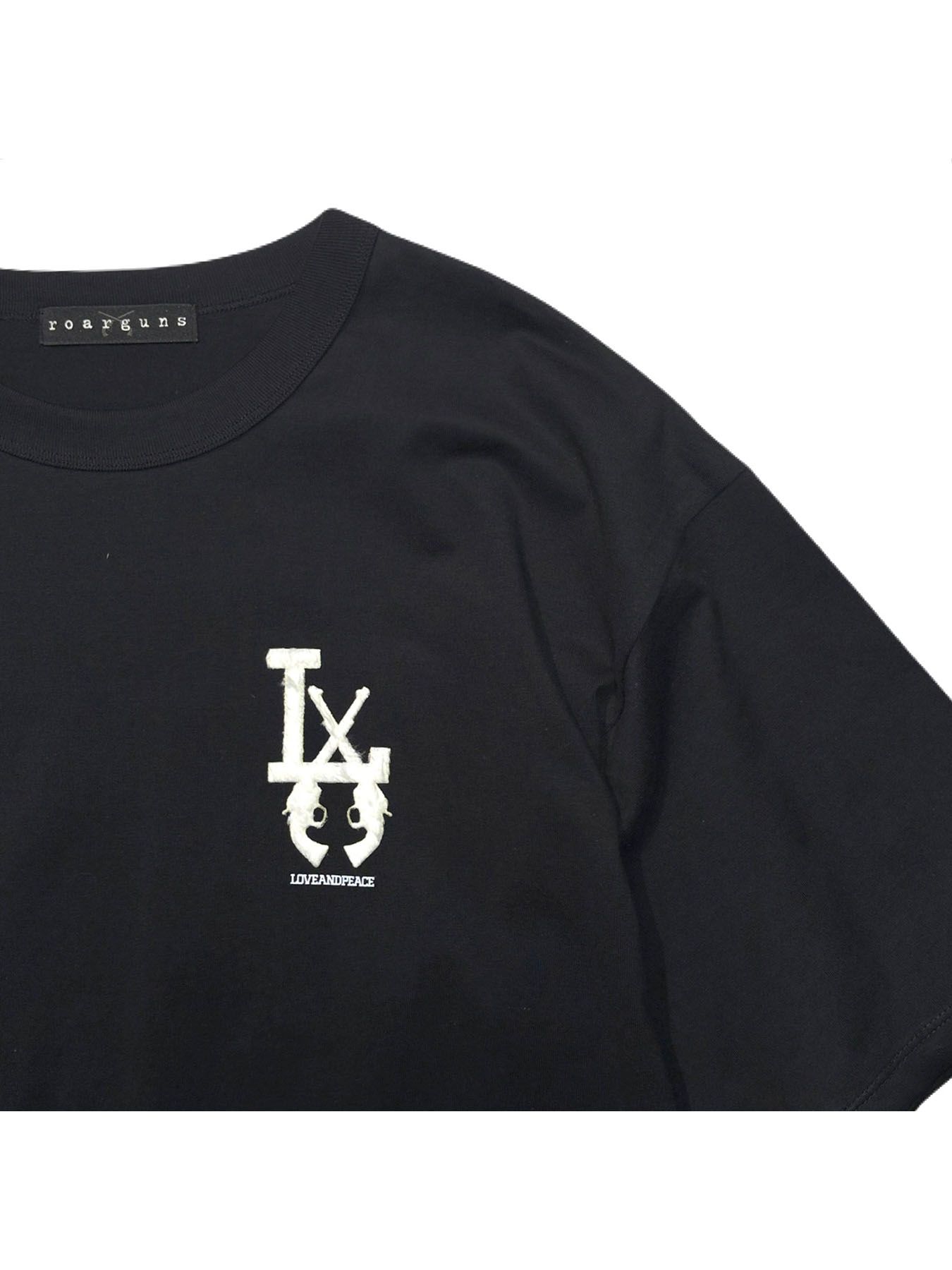 【予約品 3月9日(月) 18:00 締切】LA FAR PRINT S/S T / LA ファーフロッキープリント オーガニックコットン Tシャツ / ブラック