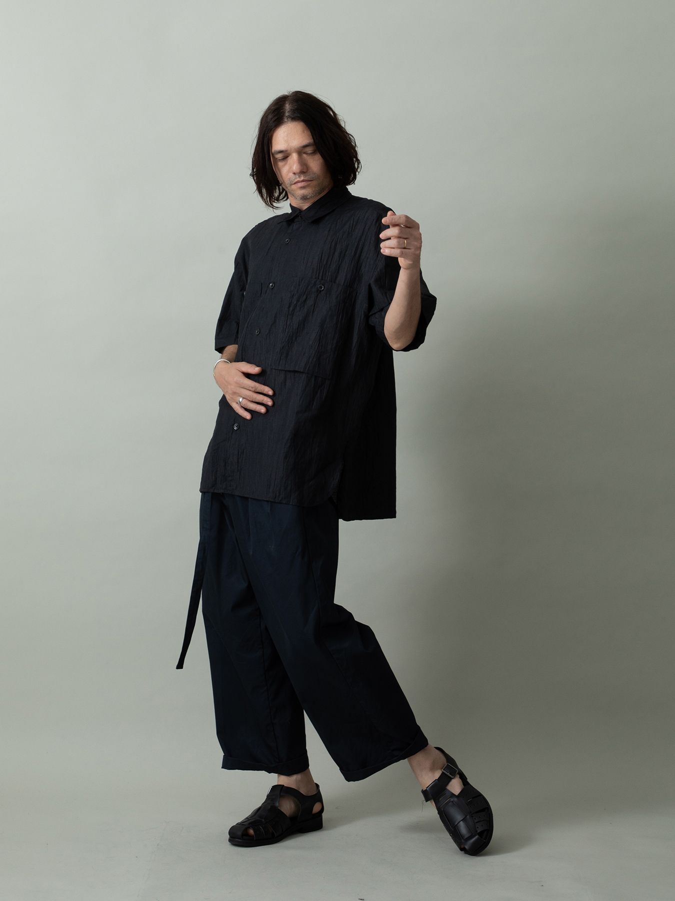 【予約品 2月1日(日) 締切】WAVEWASHER SHIRTS / ワッシャー加工シャツ / ブラック