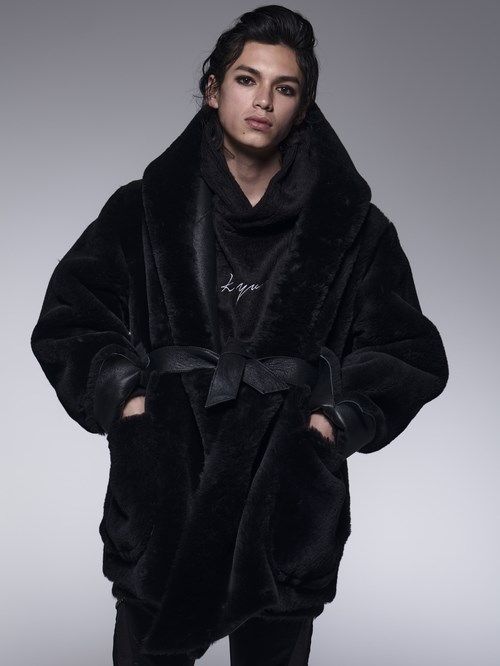 《予約品》 ShawlHoodMoutonCoat / リバーシブルムートンコート / ブラック 【kiryuyrik】 11月以降入荷予定