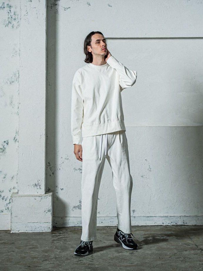 《予約11月17日19時締め》  DENIM JERSEY loose trainer / トレーナー / ホワイト