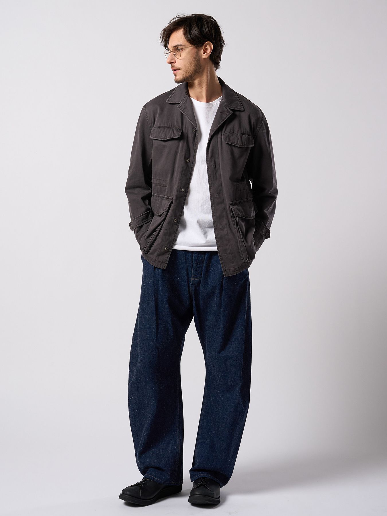 【予約品 4月19日(日) 18時締切】sulfur dyed M47 shirt / 硫化染め M47シャツ / フェードチャコール