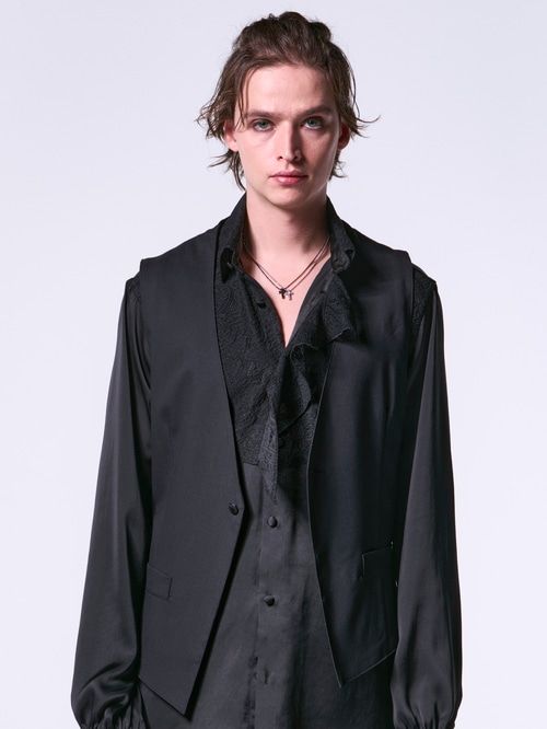 《予約品》 SingleFrillShirt / レースシングルフリルシャツ / ブラック