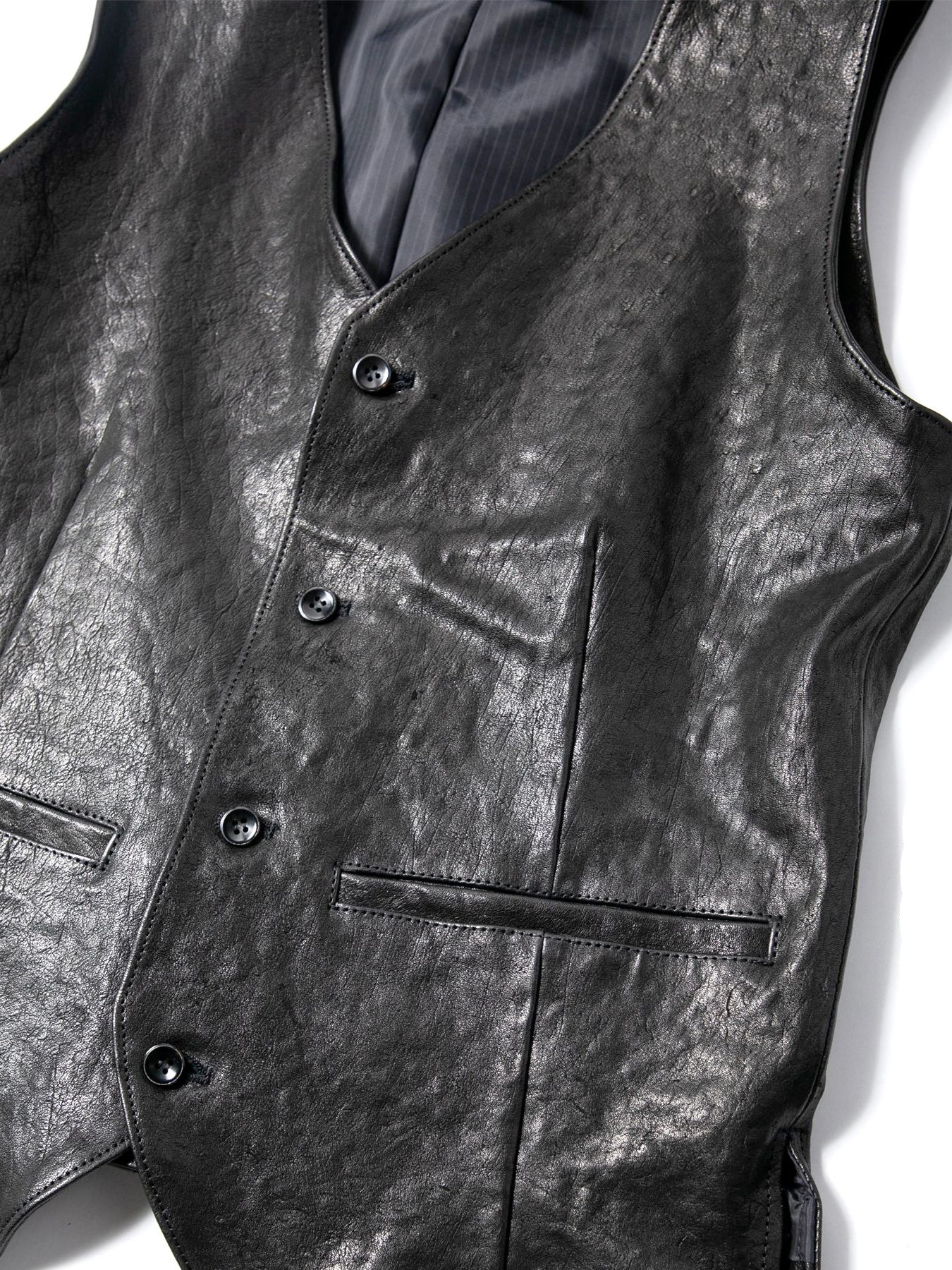 Pit Vegetable Full Tanned Shrunken Horsehide Tailored Vest / フルタンニン ピット鞣し シュリンクホースハイド テーラードベスト / ROVER