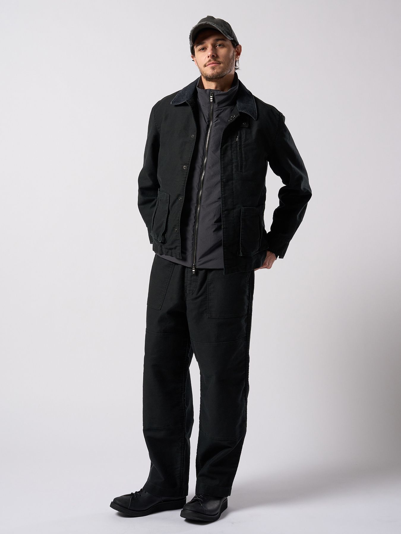 【予約品 4月19日(日) 18時締切】heavy moleskin short coverall jacket / ヘビーモールスキン ショートカバーオールジャケット / ブラック