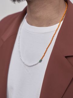 《予約品》 GEMSTONE TOP NECKLACE / ネックレス / オレンジ 【Iroquois.SENTI】