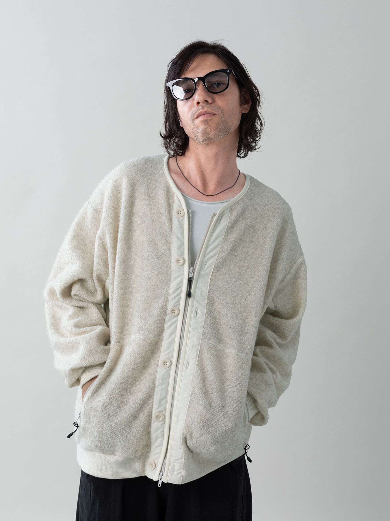 【予約品 5月27日(水) 締切】WOOLBOA-LINERJACKET / ウールボアブルゾン / 杢アイボリー