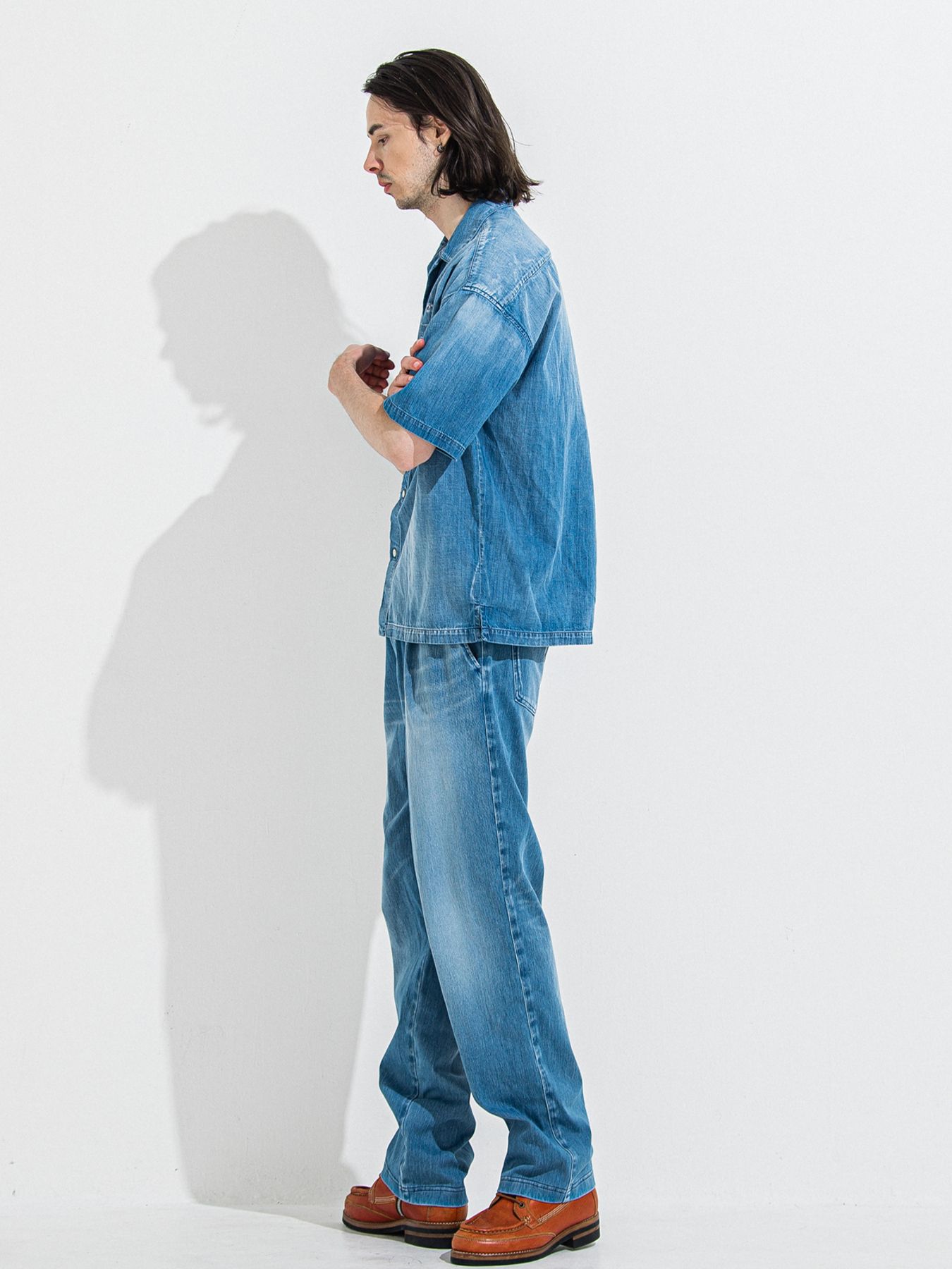 DENIM JERSEY WIDE PT / デニムジャージワイドパンツ / ライトインディゴ