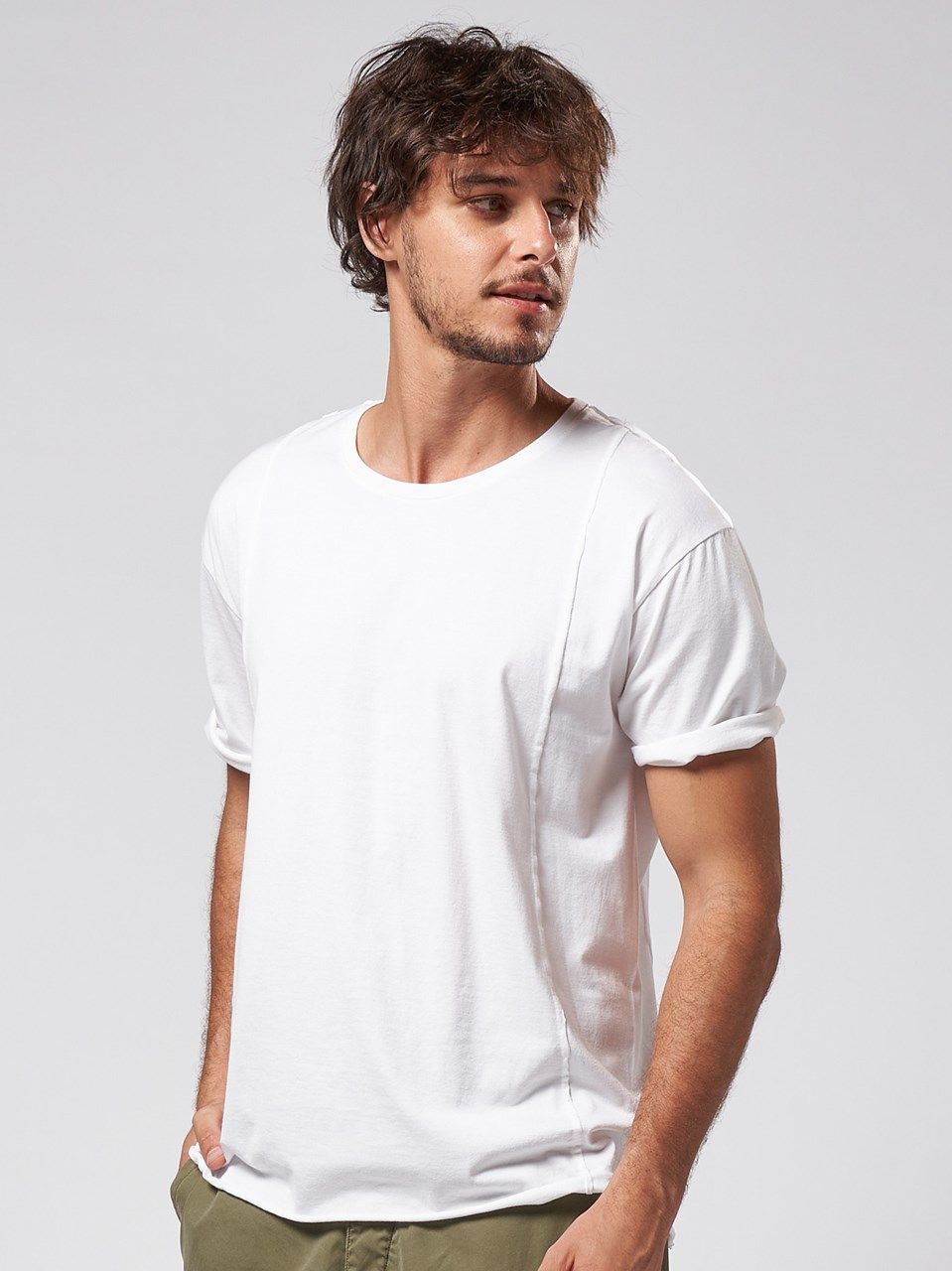 wjk - 《予約品》 roll-up sleeve cut&sewn / Tシャツ / ホワイト | BRYAN