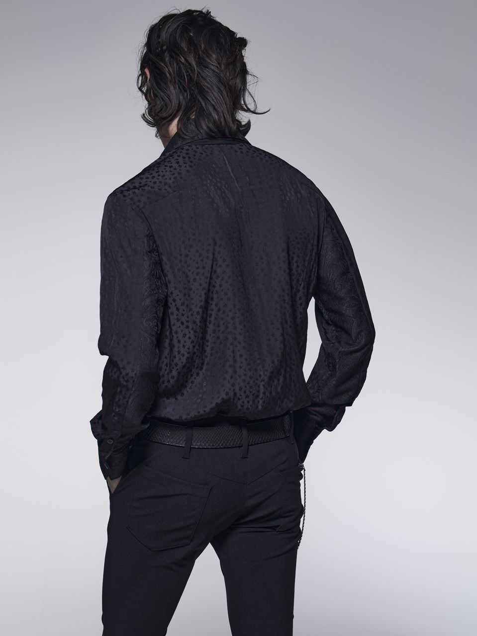 《予約品》 StoalFlareShirt / アスコットタイ付き切り替えシャツ / ブラック 【kiryuyrik】 8月以降入荷予定