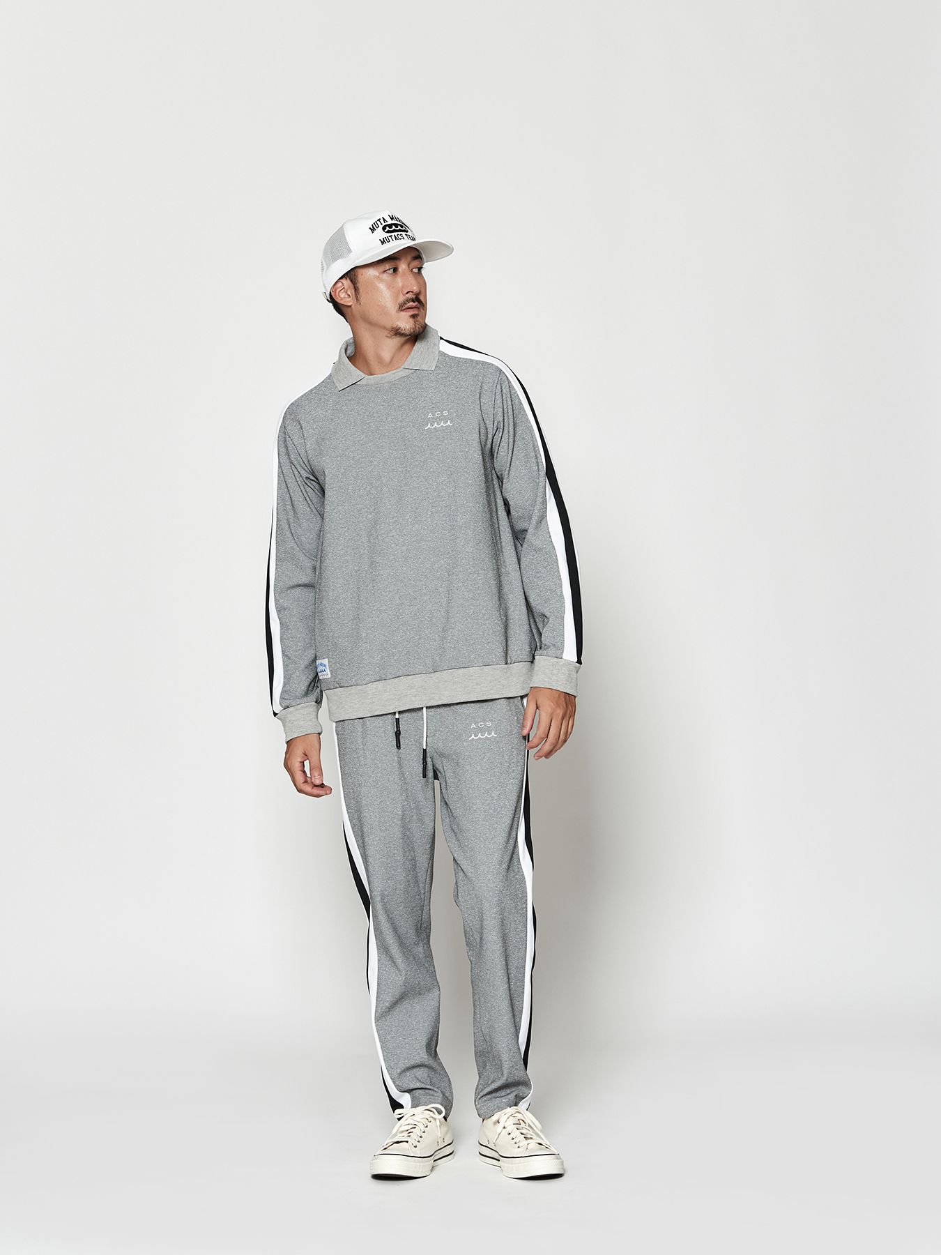 【予約品 10月9日(木) 締切】muta Polo Crewneck / 衿付スウェット / グレー【Acanthus × muta MARINE】