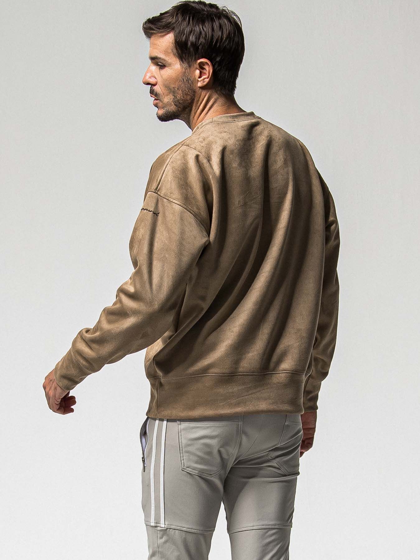 【予約品 8月31日(日) 締切】SUEDE DROP TRAINER / スウェード ドロップショルダートレーナー / ブラウン