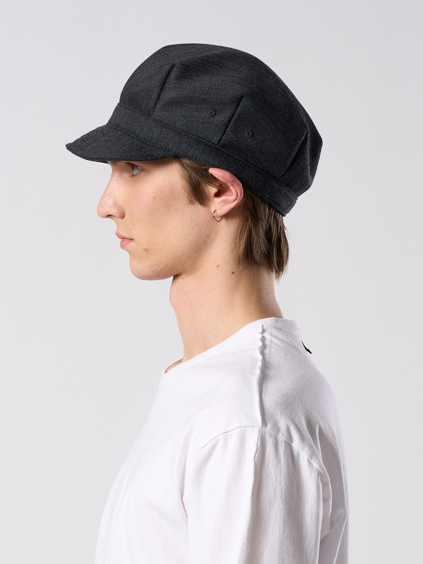 【予約品 4月19日(日) 18時締切】venetian stripe engineer cap / ヴェネツィアン ストライプ エンジニアキャップ / チャコール