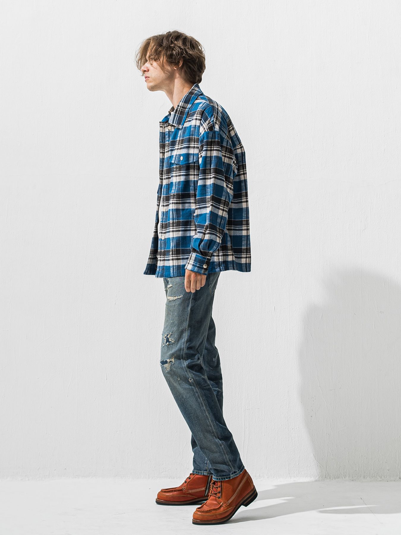 【予約品 9月6日(日) 締切】OLD SLUB CHECK JK / ヴィンテージ ネルジャケット / ブルー