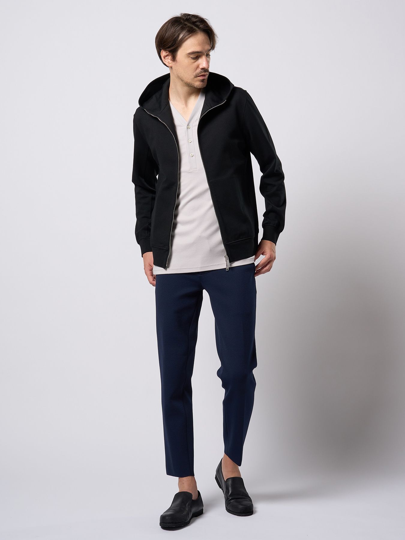 【予約品 9月23日(火) 締切】high neck zip-up parka / ハイネック ジップアップパーカー / ブラック