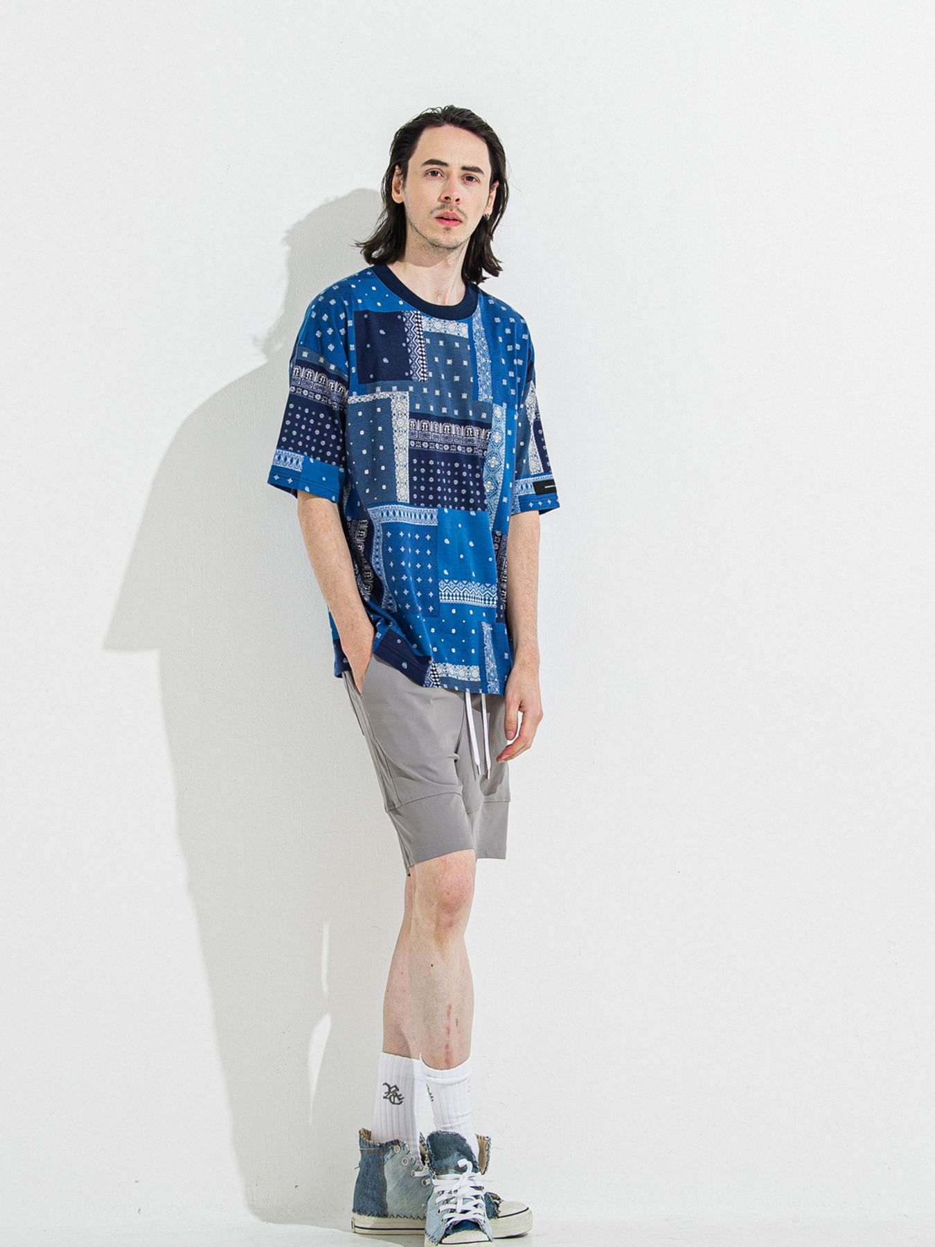 【予約品 】BANDANA OVER TEE / バンダナオーバーサイズTシャツ / ネイビー