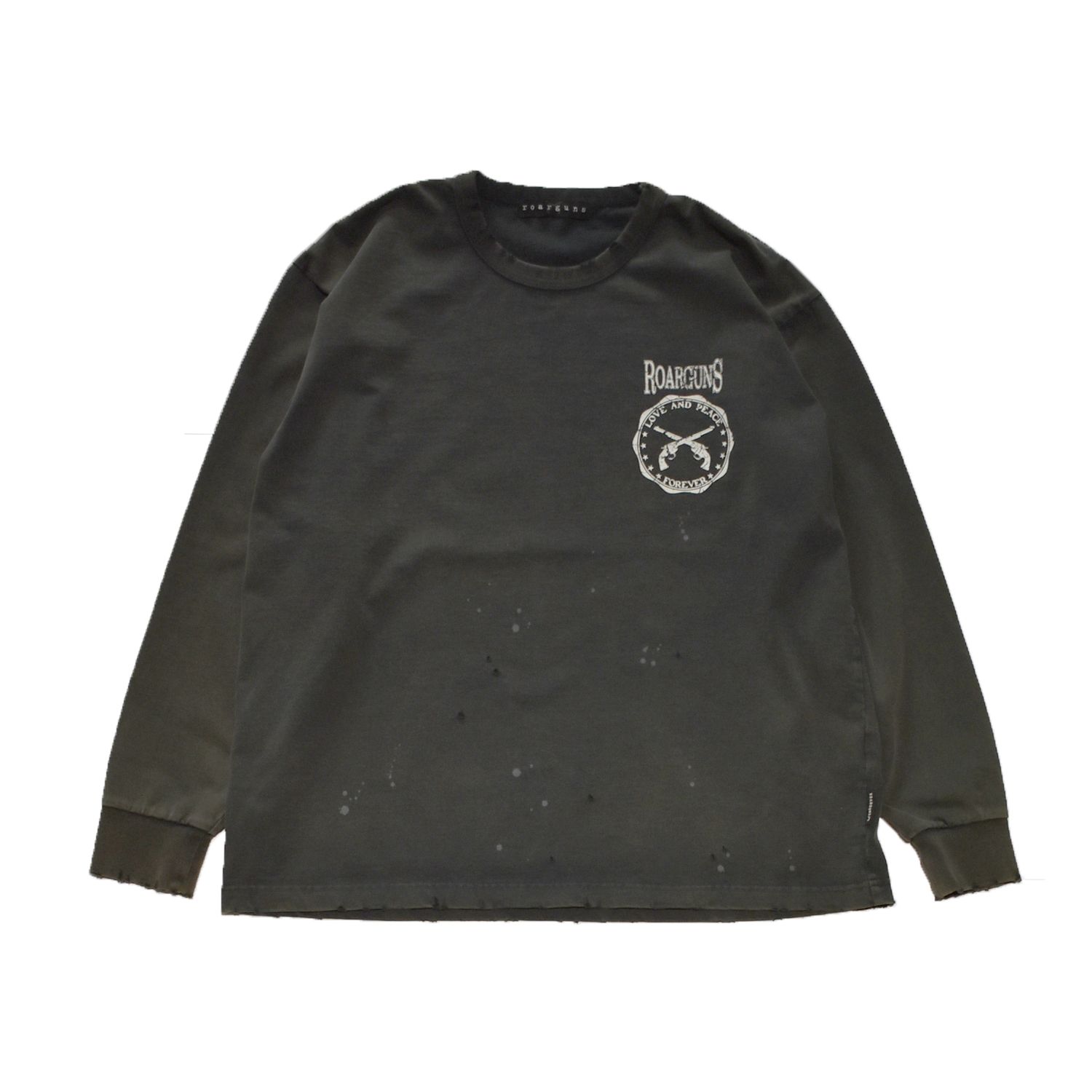 《予約品3月27日 23時55分締め》 DAMAGE L/S TEE  / ロングTシャツ / グレー 【roarguns 】8月中入荷予定