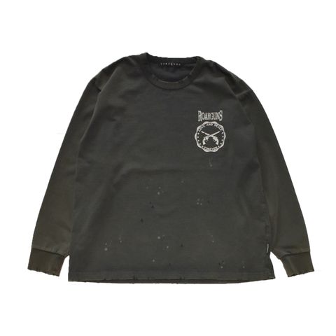 《予約品3月27日 23時55分締め》 DAMAGE L/S TEE  / ロングTシャツ / グレー 【roarguns 】8月中入荷予定