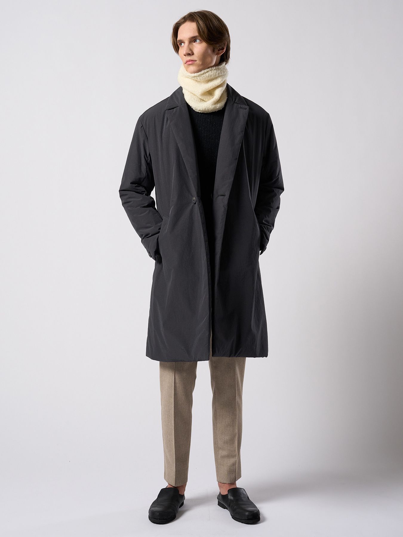 【予約品 4月19日(日) 18時締切】lomond×powder line high-neck knit / ライン ハイネックニット / ブラック