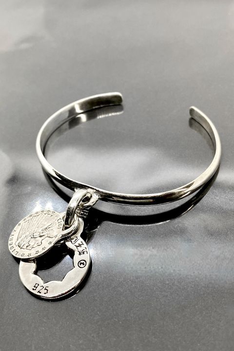 《受注生産》 BANGLE BRACELET [CUT OUT FLOWER with COIN] バングル 【GOD SIZE】 注文から2～3週間後入荷予定
