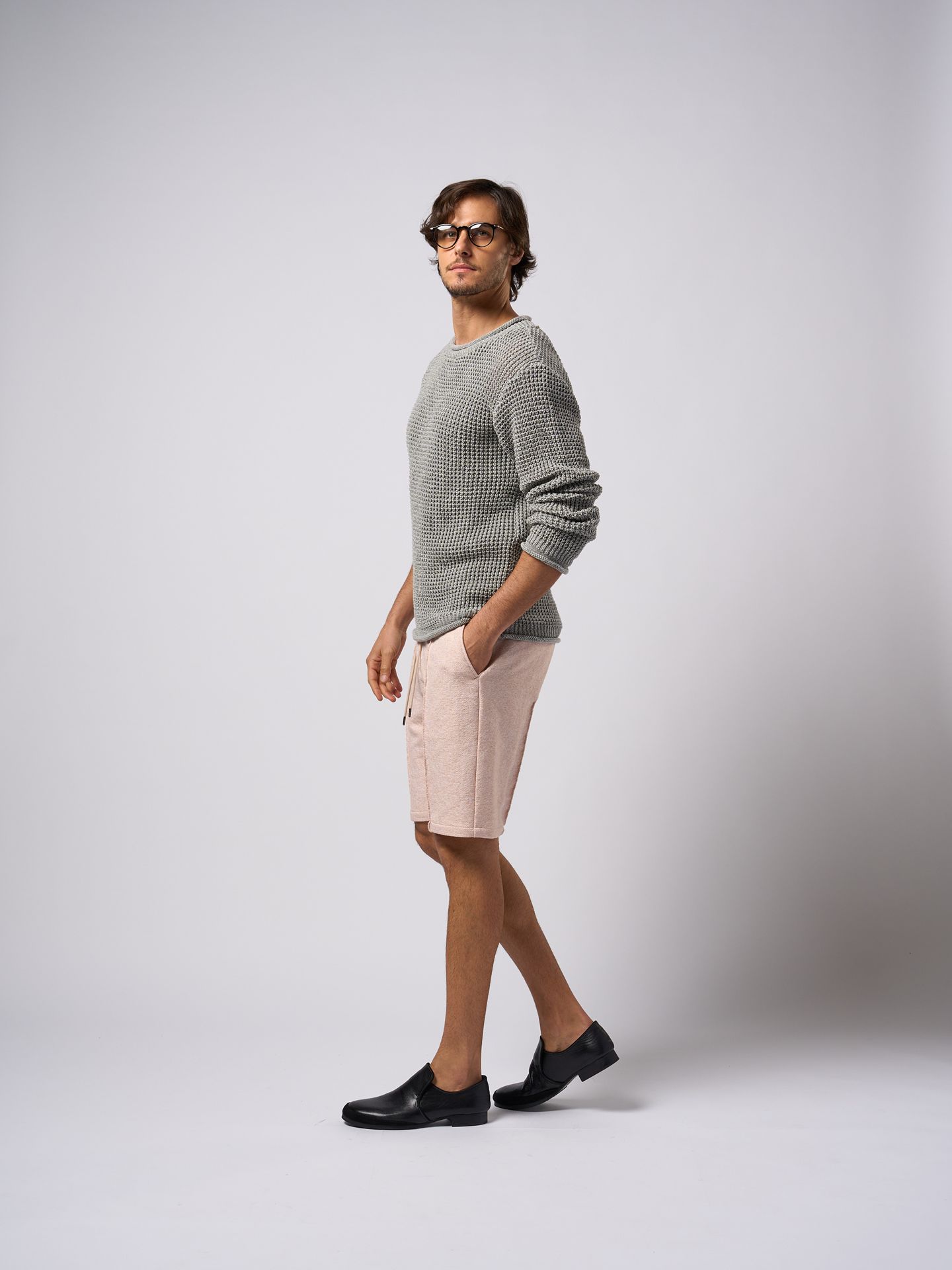 【予約品9月19日 10時締め】 GIMA roll crew knit / クルーネックニット / グレー