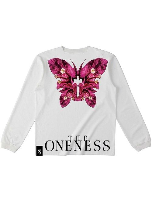 《予約品》 Bougainvilea LongSleeve T / 長袖Tシャツ / ホワイト×ピンク【THE ONENESS】