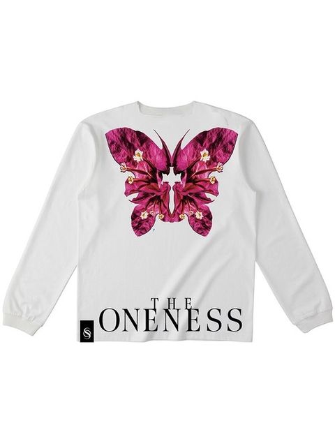 《予約品》 Bougainvilea LongSleeve T / 長袖Tシャツ / ホワイト×ピンク【THE ONENESS】
