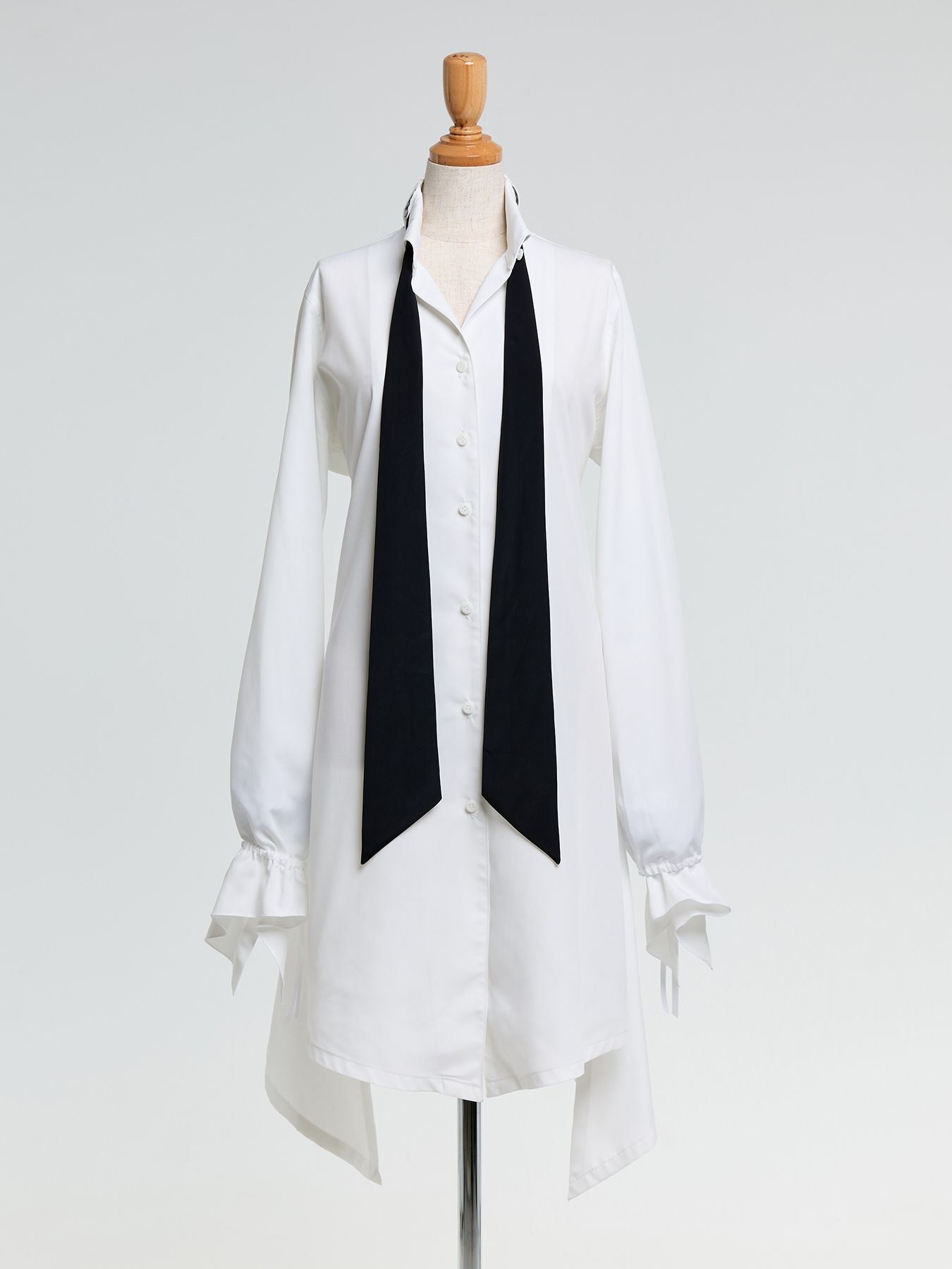 【予約品 10月26日(日) 締切】Wing Collar Flare Ribbon Shirt / ウイングカラー フレアリボンシャツ / ホワイト