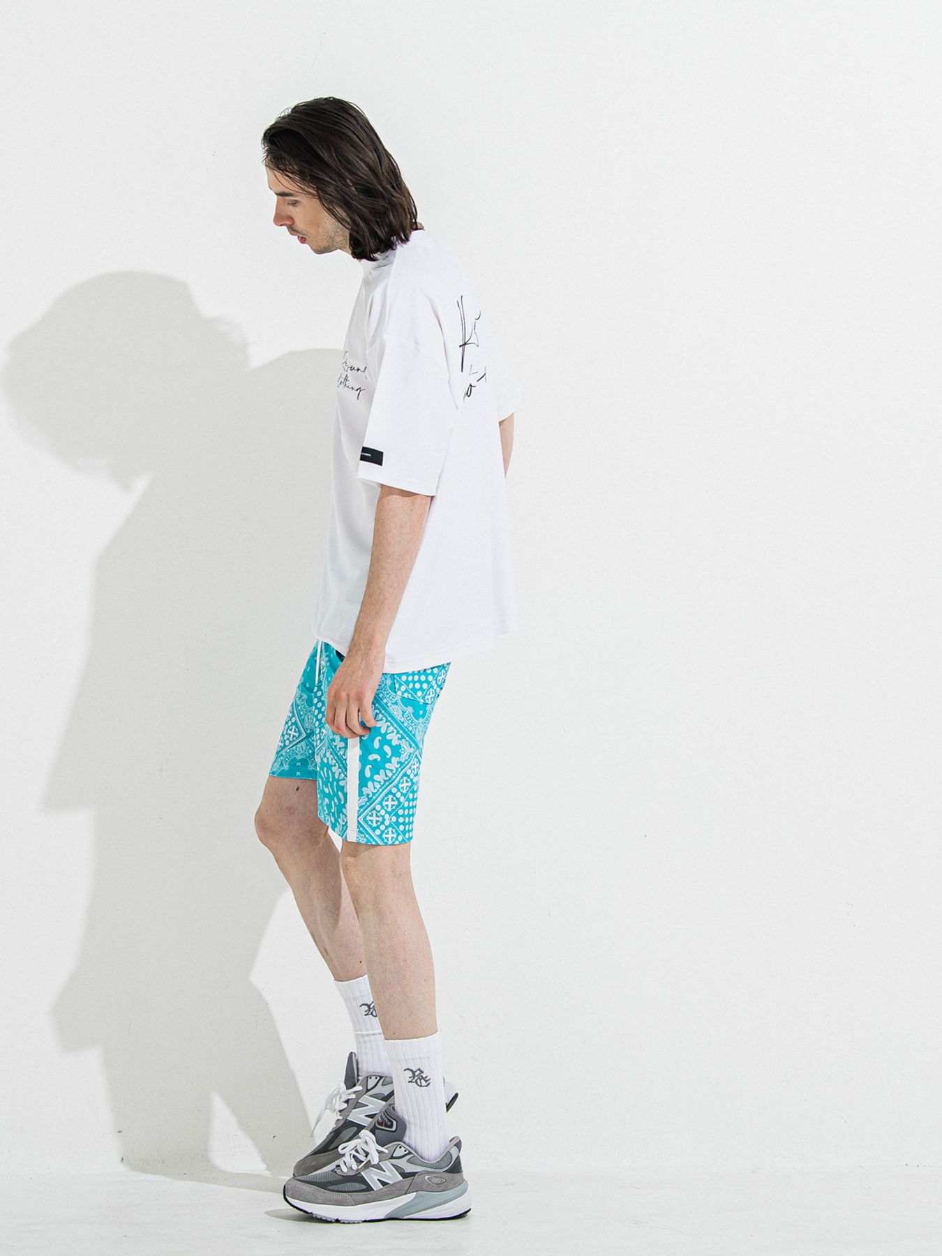【予約品 】RASH OVER ZIPUP HOODIE / ラッシュガード オーバーサイズジップアップパーカー / バンダナブルーグリーン
