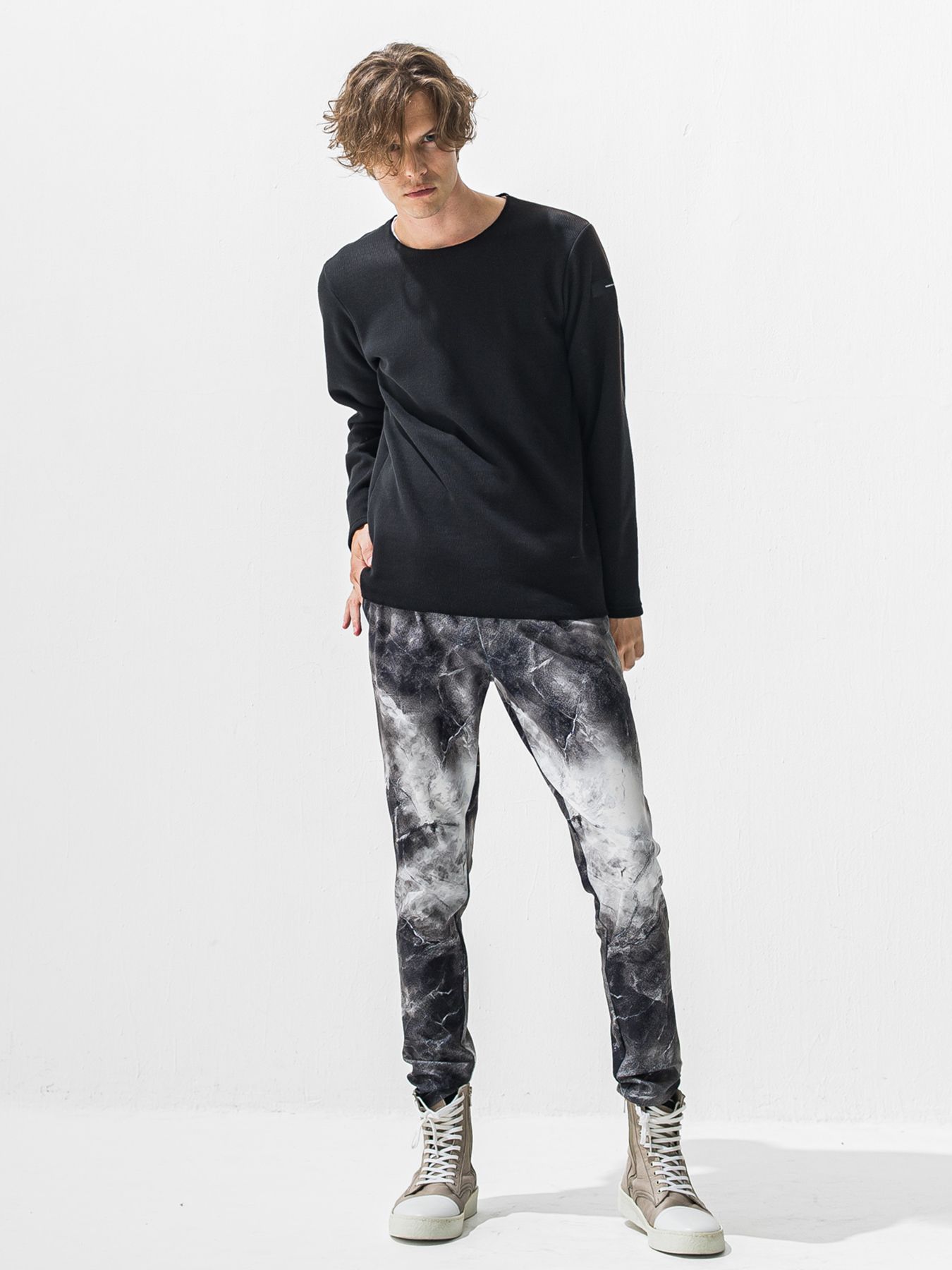 【予約品 9月6日(日) 締切】VELOURS FLEECE NEO THERMAL / 裏起毛 ハニカムサーマル ロングスリーブTシャツ / ブラック