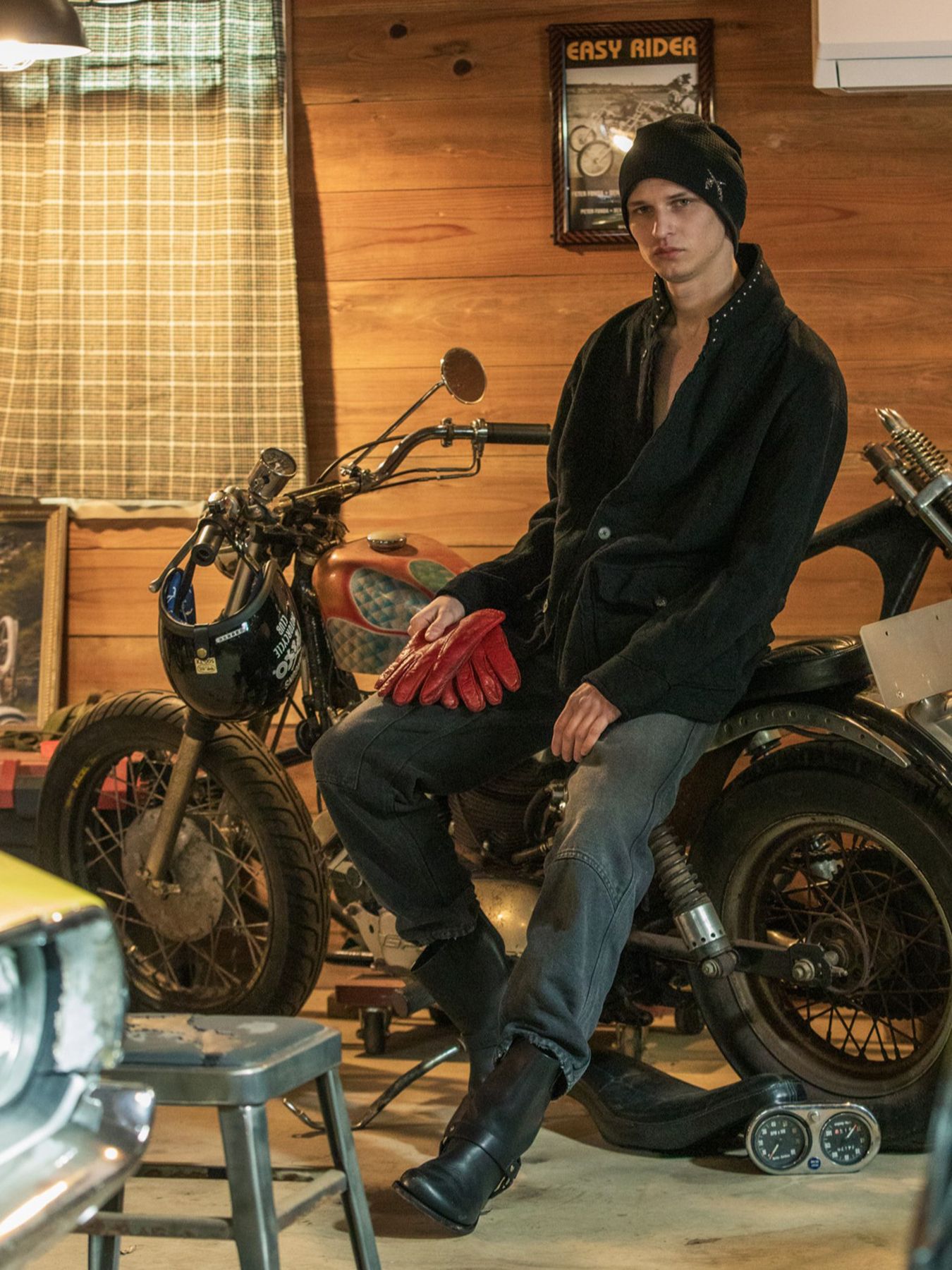 【予約品 3月9日(月) 18:00 締切】FLEECE STUDZ JKT / スタッズ フリース ショートコート / ブラック