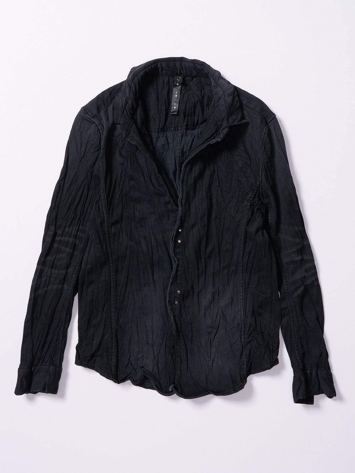 【予約品 4月19日(日) 18時締切】2-hook denim shirt / 2フック デニムシャツ / ブラックユーズド