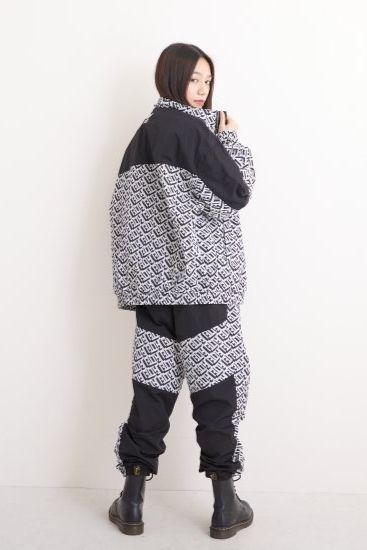 GEOMETRIC NYLON TRUCK PANTS トラックパンツ / BLACK 【BOY LONDON】