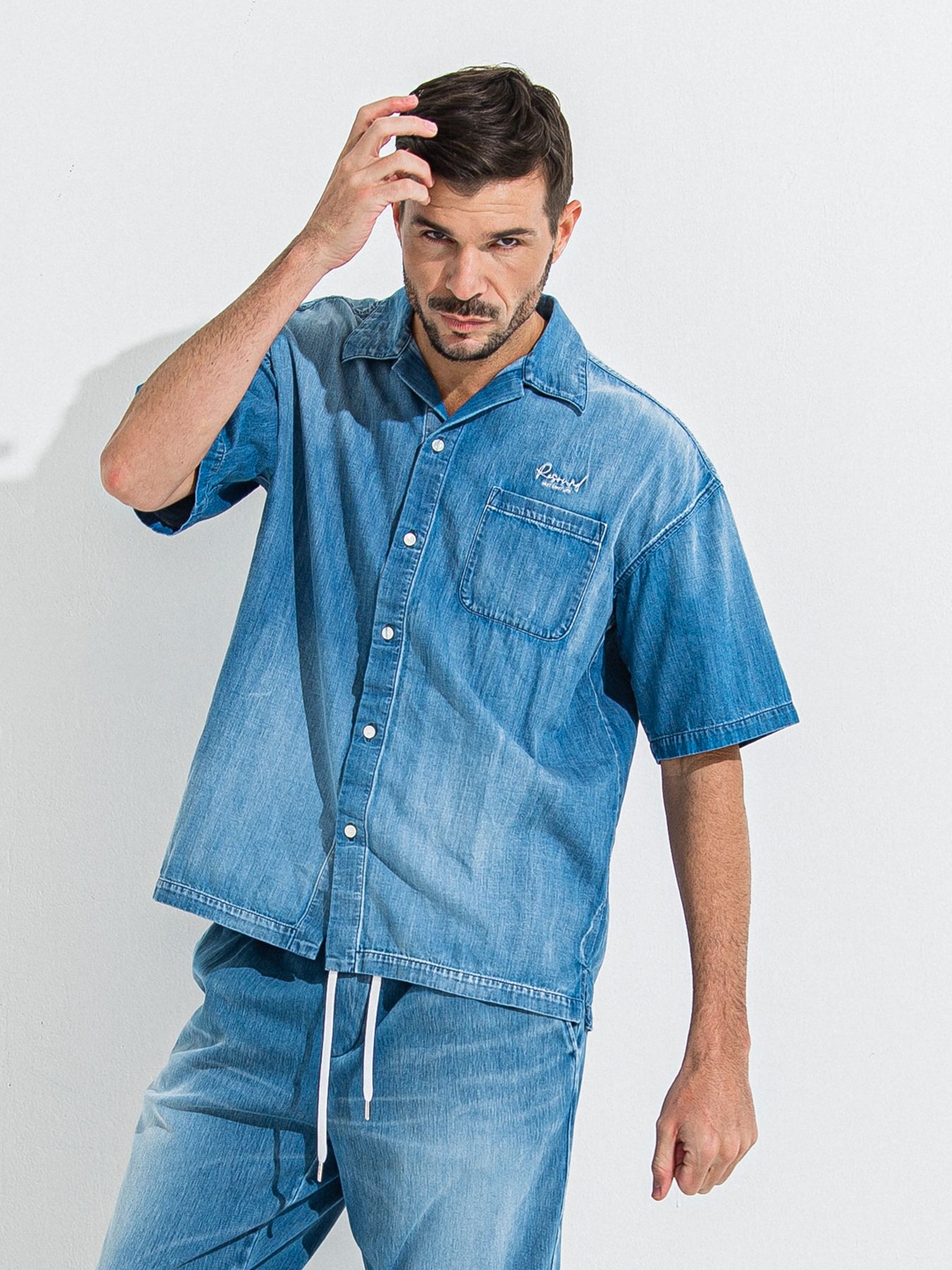 【予約品】ZACK HALF DENIM SHIRT / ザックハーフスリーブスリーブデニムシャツ / ライトインディゴ