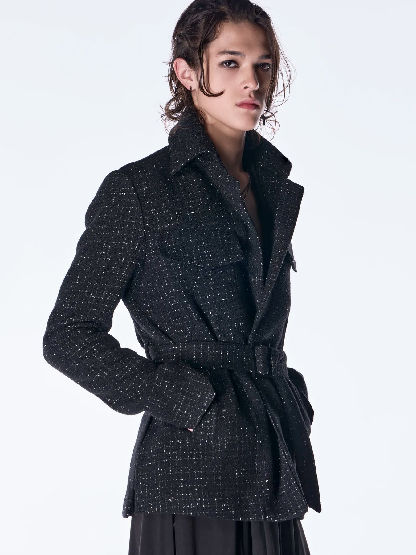 【予約品 6月29日(月) 締切】Tweed Safari Blouson / ツイード サファリブルゾン / ブラック