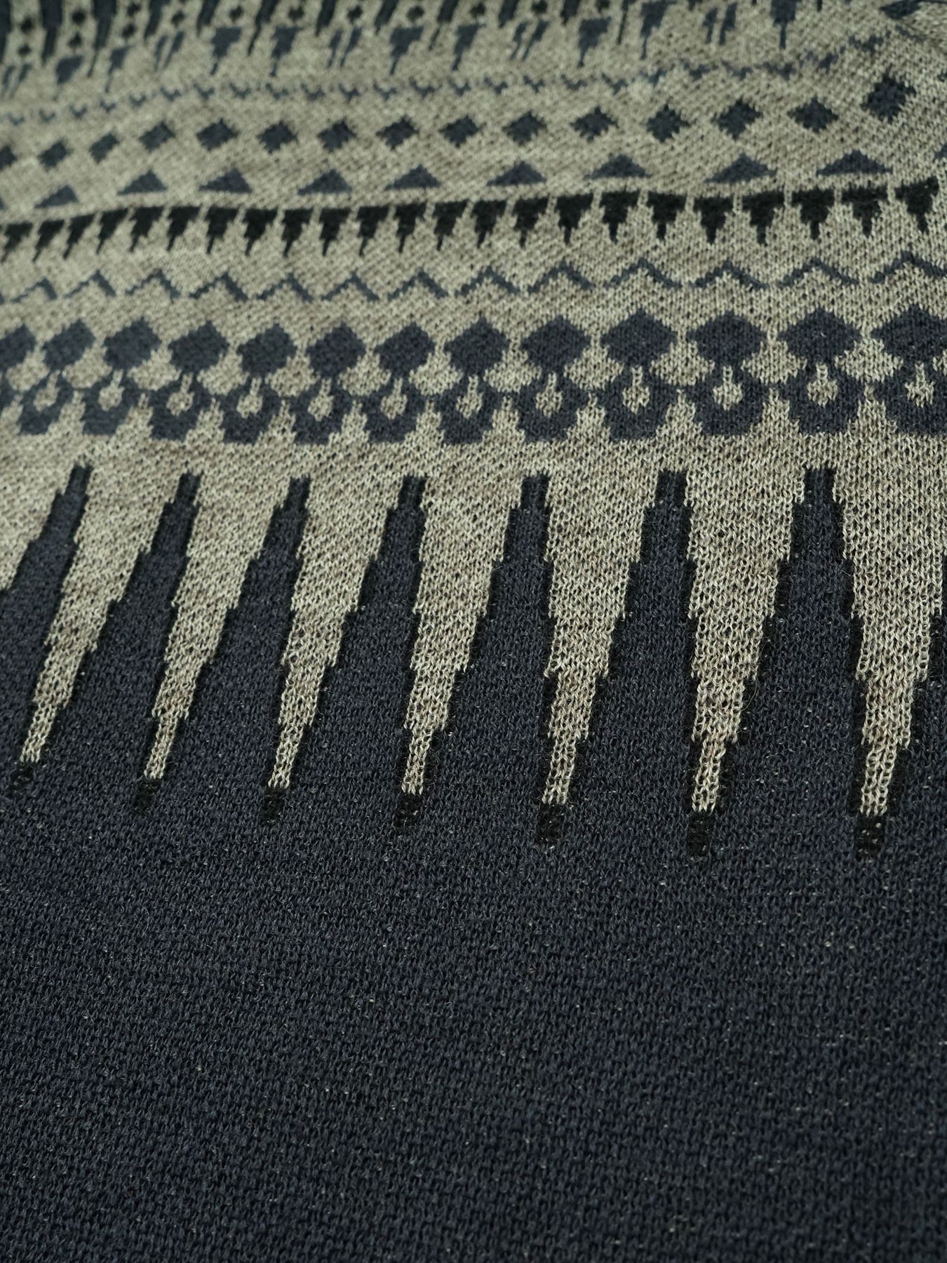 【予約品 】ARROWKNIT / ジャガードニットカーディガン / ネイビー×杢ベージュ系
