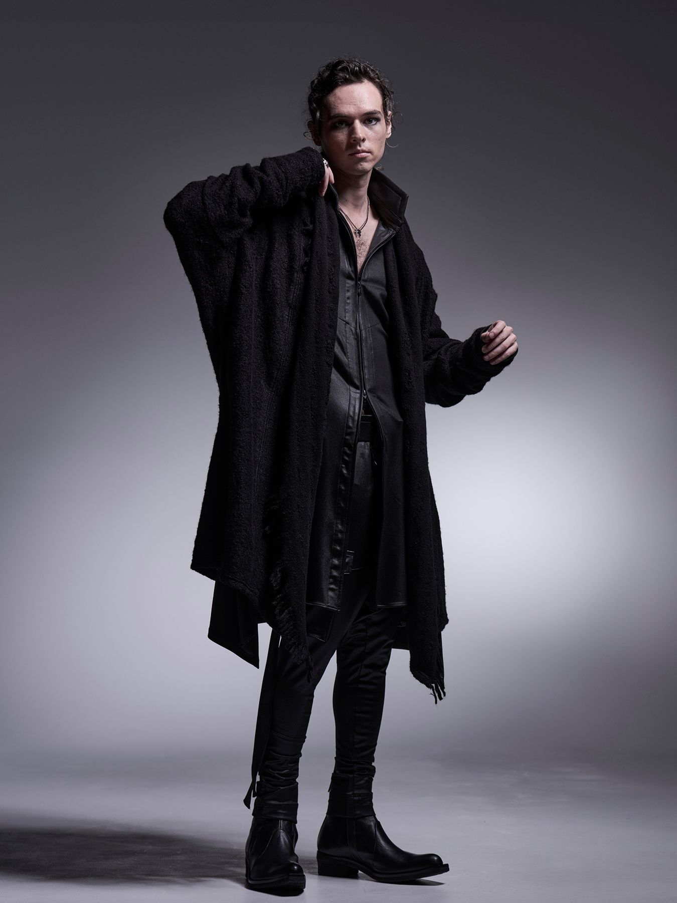 【予約品 7月13日(日) 締切】Dolman Fringe Cardigan / ドルマンフリンジカーディガン / ブラック&ブラック