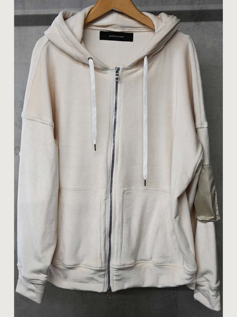 《予約9月1日18時締め》 veloursfleece zip loose hoodie  / パーカー / オフホワイト