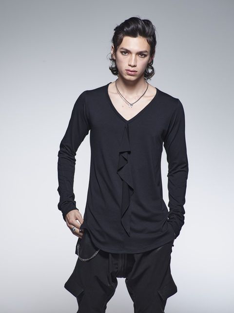 《予約品》 FrillLongT-Shirt / フリルロングTシャツ / ブラック 【kiryuyrik】 7月以降入荷予定