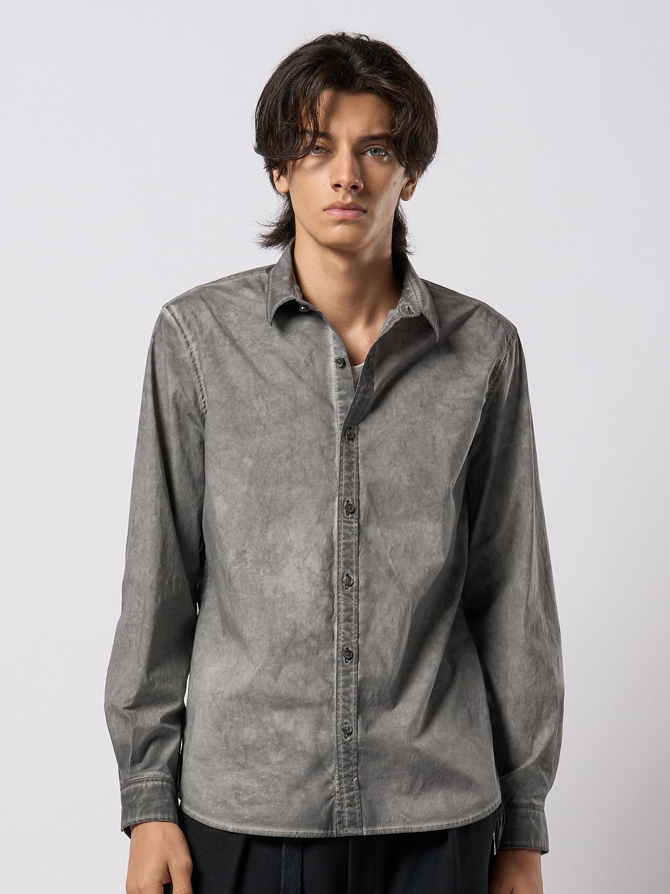 【予約品 9月23日(火) 締切】dyed regular shirt / コールドダイ レギュラーシャツ / ダークグレー