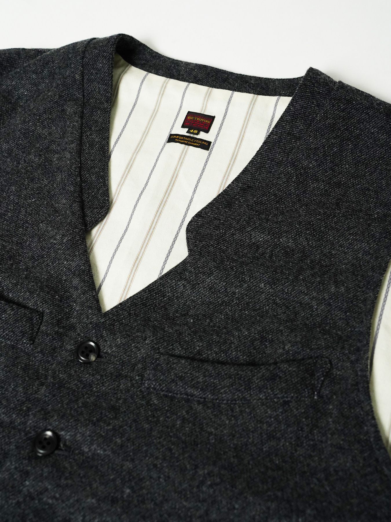 【予約品 7月5日(日) 締切】FRENCH GILET / ウールベスト / 杢チャコール