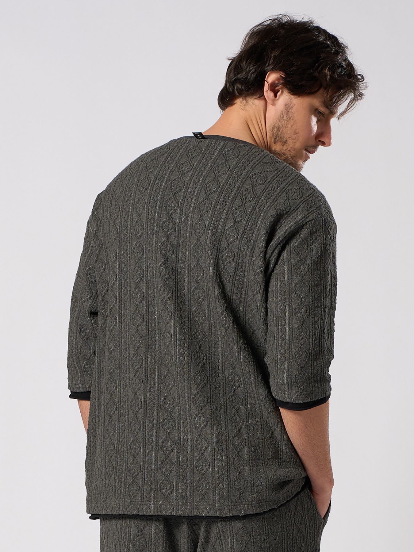 【予約品 1月25日(日) 締切】jacquard summer knit H/S / ジャガード サマーニット ハーフスリーブ / ブラック