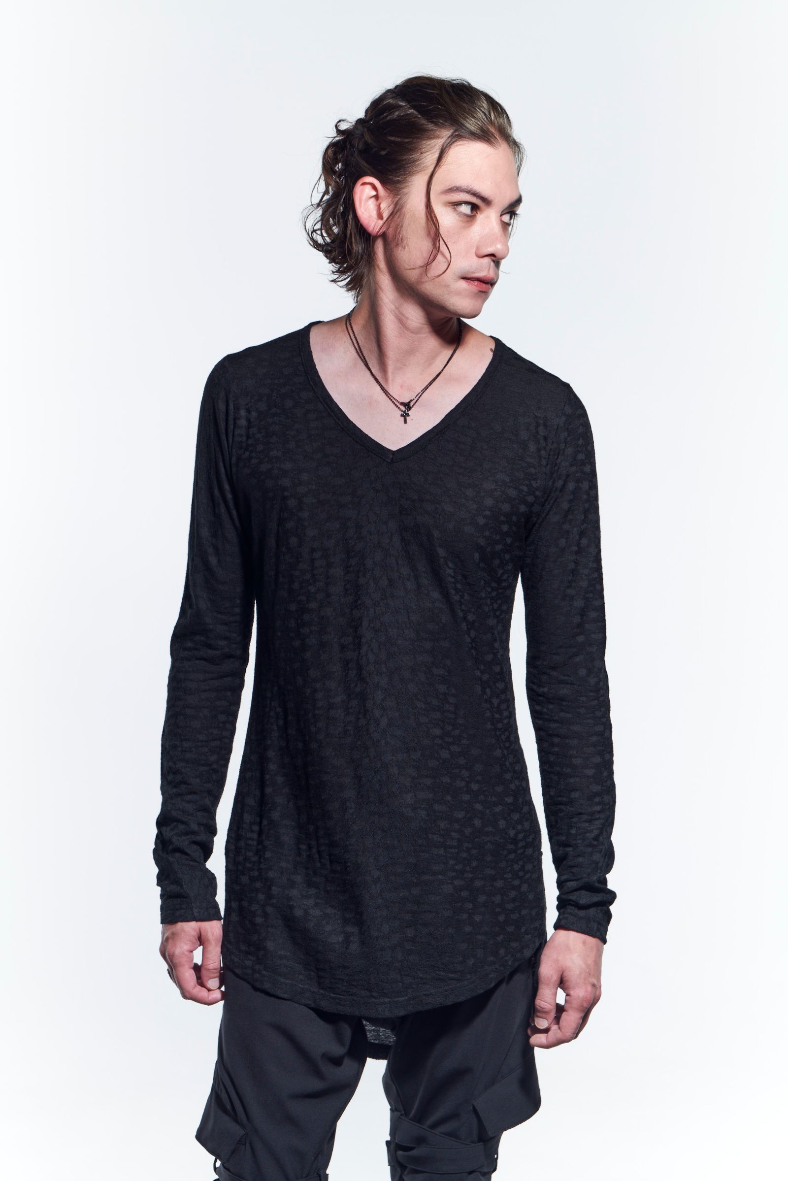 《予約品》 V-Neck LongT-Shirts Tシャツ LeopardJQD / Black 【kiryuyrik】 4月入荷予定