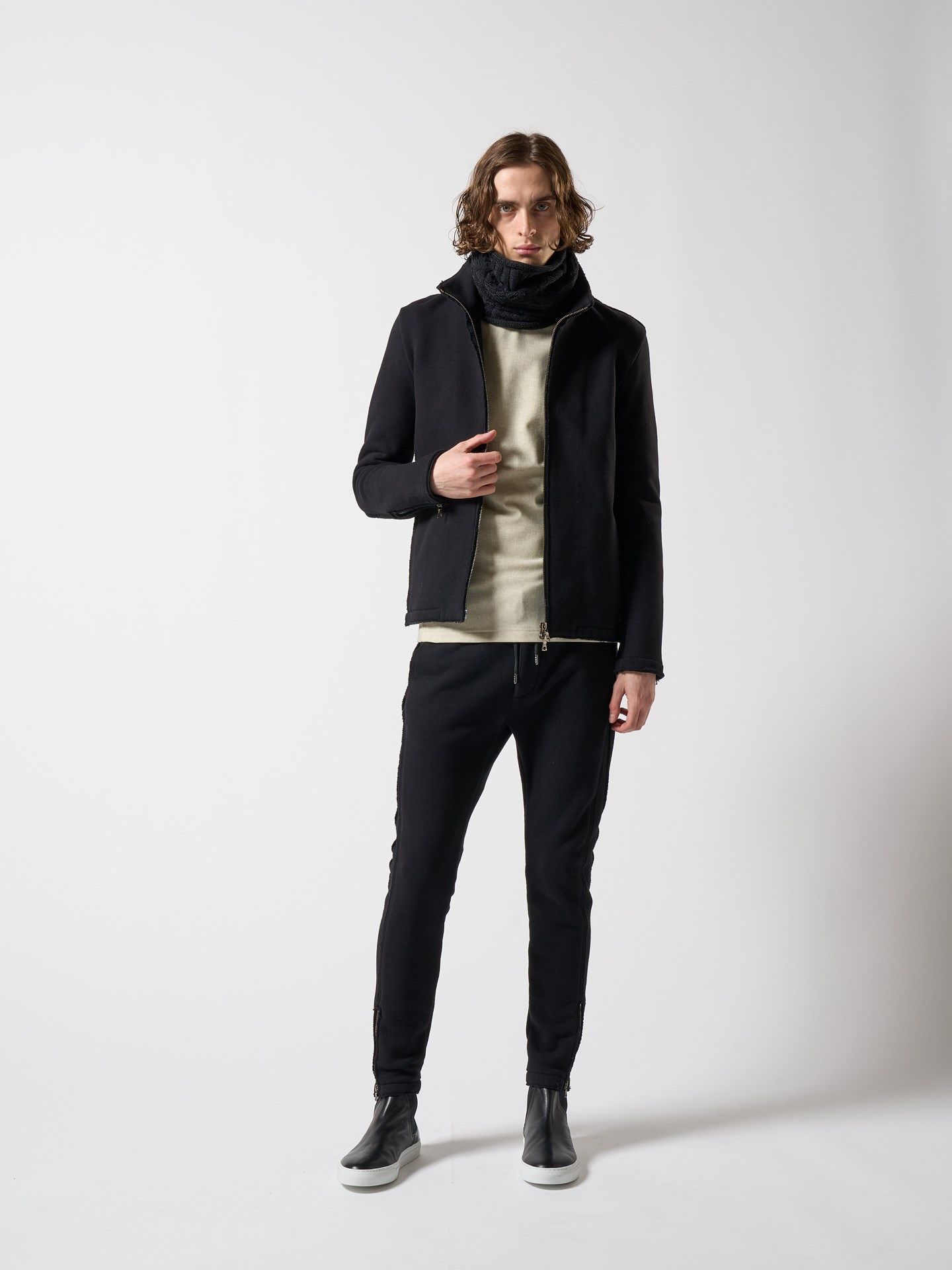 【予約品】 plating cable knit snood / スヌード / ブラック