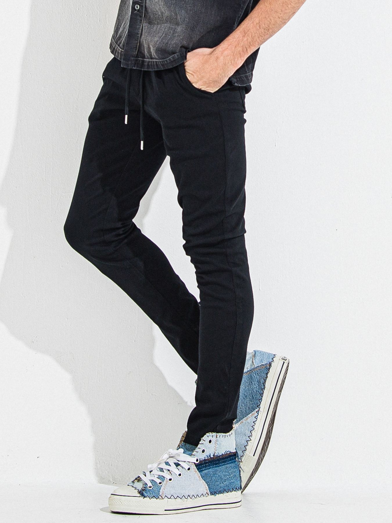 【予約品 】DENIM JERSEY CHRIS EASY TUCK PT / デニムジャージクリスイージータックパンツ / ブラック