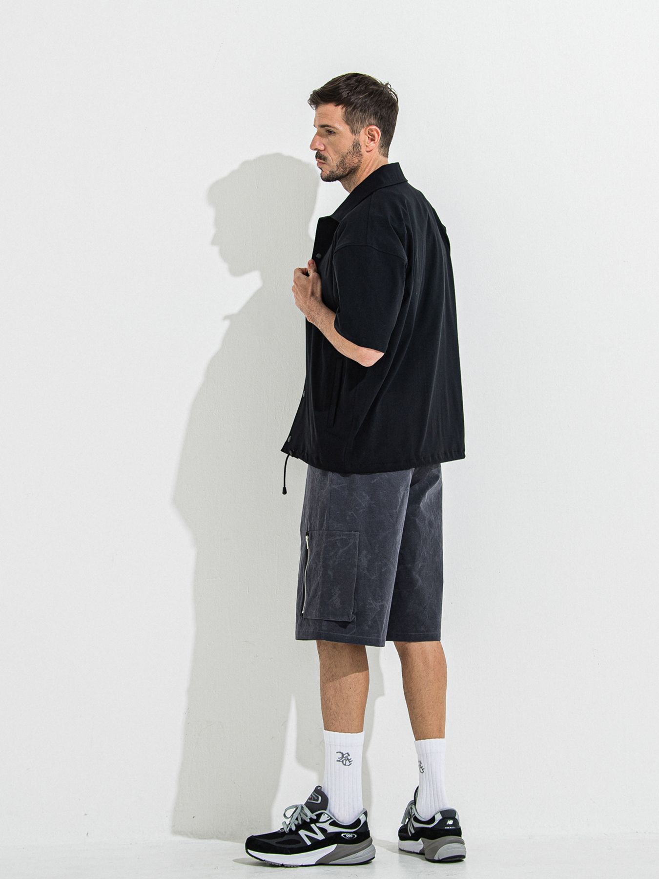 【予約品】NYLON HALF COACH JACKET / ナイロンハーフコーチジャケット / ブラック