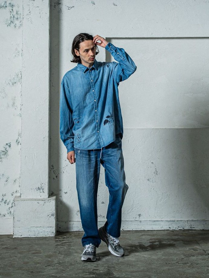 《》 denim jack shirts / デニムシャツ / インディゴクラッシュ