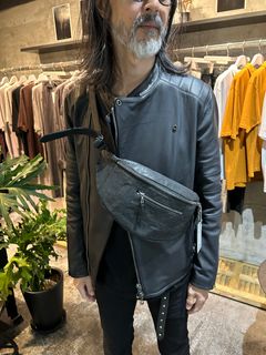 Pit Vegetable Full Tanned Shrinked Horsehide Body Bag / フルタンニン ピット鞣し シュリンク ホース ハイド ボディー バッグ / HIGH THROTTLE / ブラック