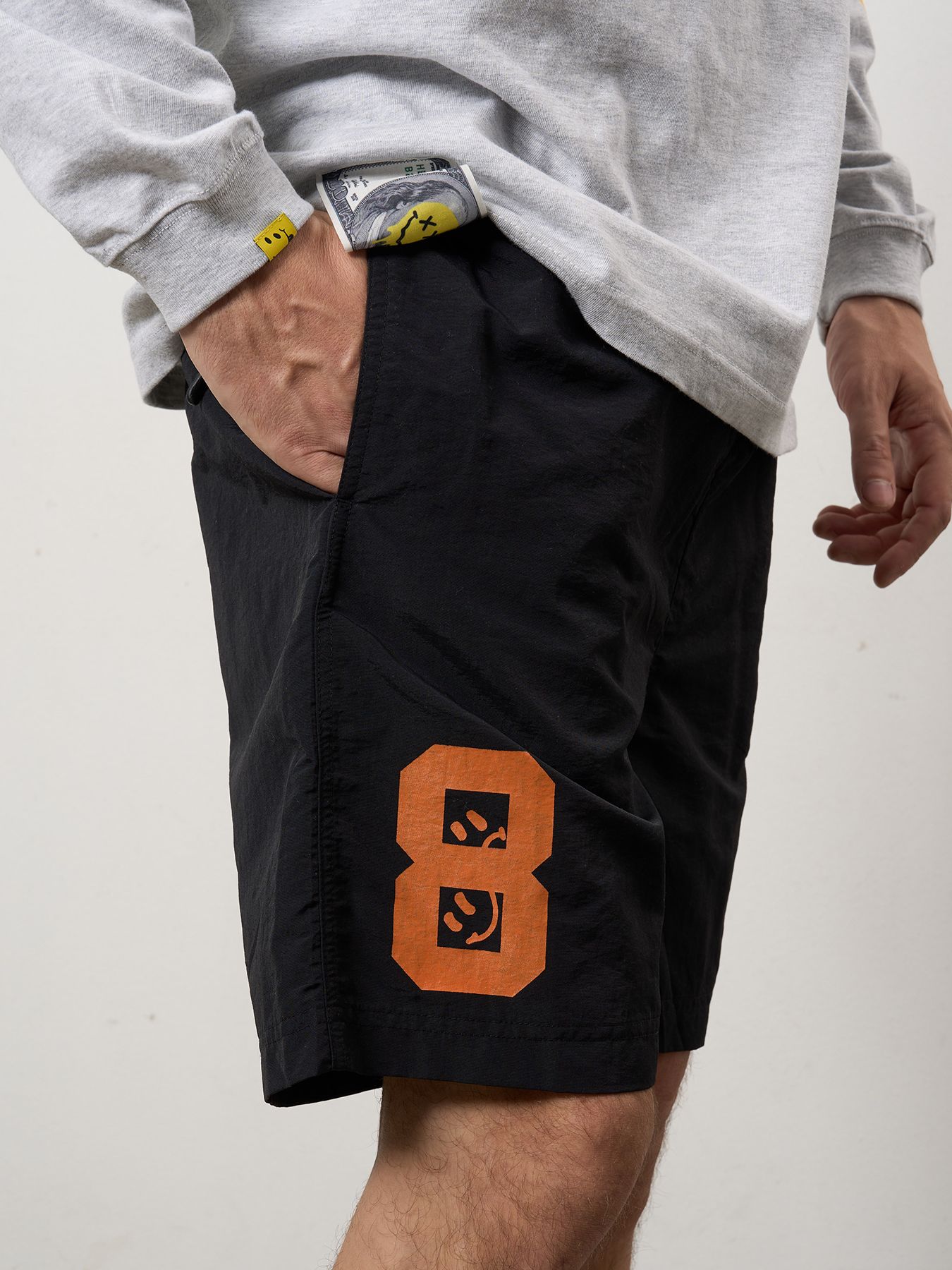 【予約品 10月16日(木) 締切】 8スマイル ナイロン イージーショーツ / ブラック